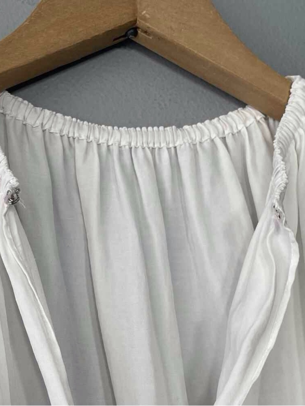 Off-Shoulder Long Sleeve White Women's Blouse - Picture 5 of 5